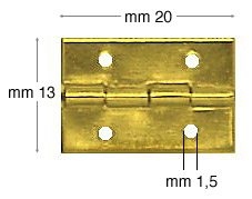 Charnières fer laitonné 13x20 mm - Par 1000 pcs