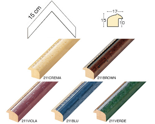 Série complète d'èchantillons à angle de la baguette 211 (5 pièces)