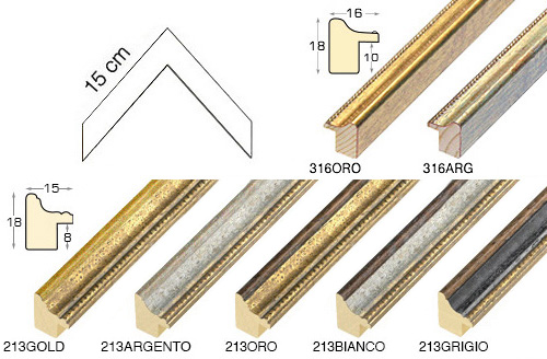 Série complète d'èchantillons à angle de la baguette 213 (3 pièces)