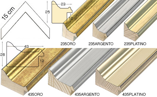 Série complète d'èchantillons à angle de la baguette 435 (6 pièces)