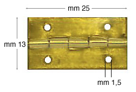 Charnières fer laitonné 13x25 mm - Par 1000 pcs