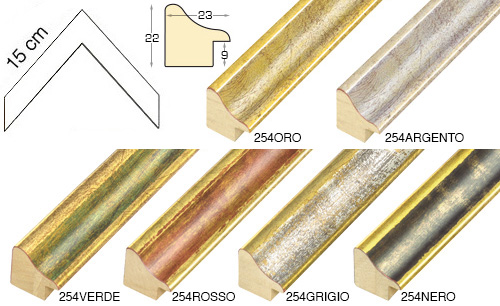 Série complète d'èchantillons à angle de la baguette 254 (6 pièces)