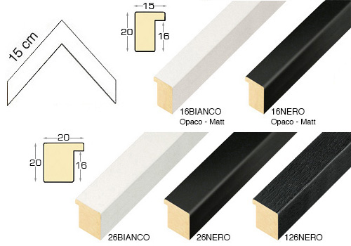 Série complète d'èchantillons à angle de la baguette 26-126 (4 pièces)