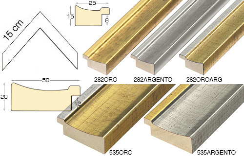 Série complète d'èchantillons à angle de la baguette 282-535 (5 pièces