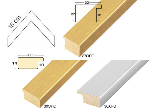 Série complète d'èchantillons à angle de la baguette 30 (3 pièces)