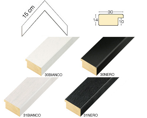 Série complète d'èchantillons à angle de la baguette 30-31 (4 pièces)