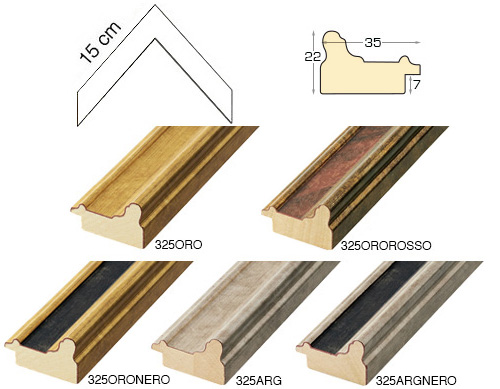 Série complète d'èchantillons à angle de la baguette 325 (5 pièces)