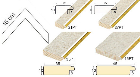 Série complète d'èchantillons à angle de baguettes effet toile (5 pièc