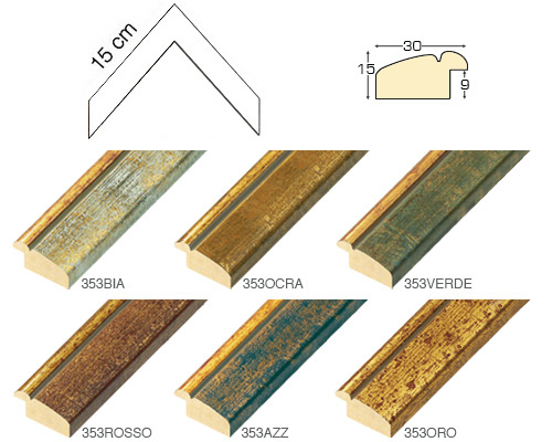 Série complète d'èchantillons à angle de la baguette 353 (6 pièces)