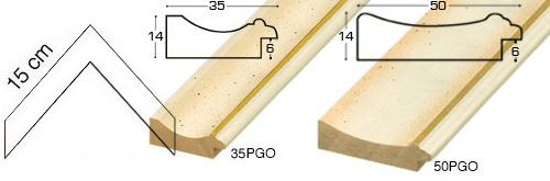 Série complète d'èchantillons à angle de la baguette 35-50 (2 pièces)