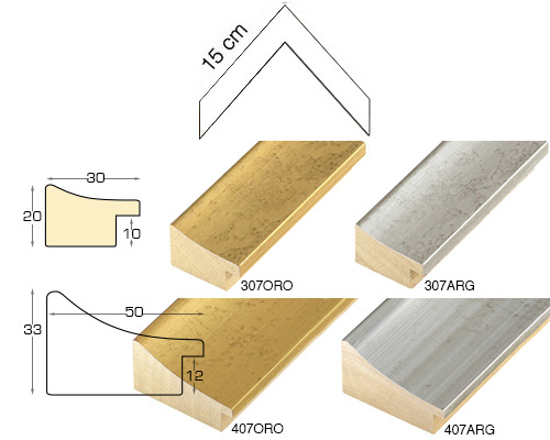 Série complète d'èchantillons à angle de la baguette 407 (4 pièces)