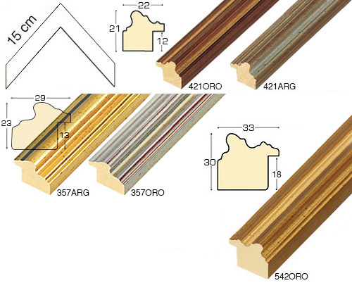 Série complète d'èchantillons à angle de la baguette 421-542 (5 pièces