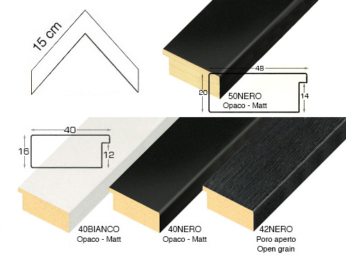 Série complète d'èchantillons à angle de la baguette 40-42-50 (4 pièce