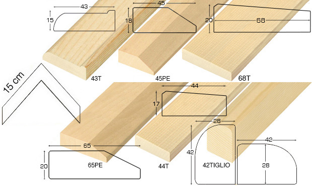 Série complète d'èchantillons à angle de la baguette 42 (6 pièces)