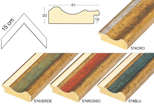 Série complète d'èchantillons à angle de la baguette 574 (5 pièces)