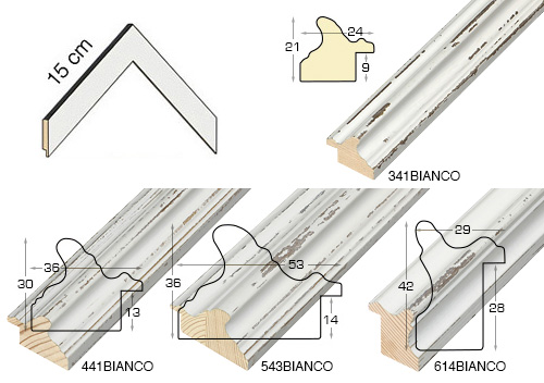 Série complète d'èchantillons à angle des baguettes blanches (4 pièces