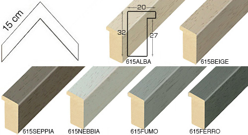 Série complète d'èchantillons à angle de la baguette 615 (6 pièces)