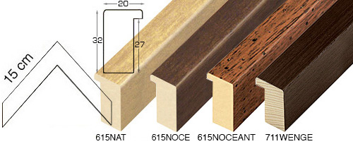 Série complète d'èchantillons à angle de la baguette 615-711 (4 pièces