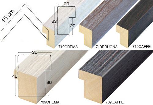 Série complète d'èchantillons à angle de la baguette 719-739 (5 pièces