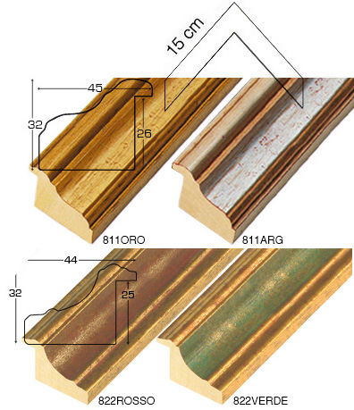 Série complète d'èchantillons à angle de la baguette 811 (2 pièces)