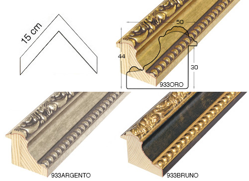 Série complète d'èchantillons à angle de la baguette 933 (3 pièces)