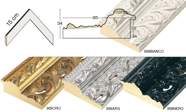 Série complète d'èchantillons à angle de la baguette 968 (2 pièces)