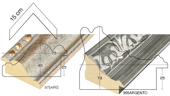 Série complète d'èchantillons à angle de la baguette 975 (2 pièces)