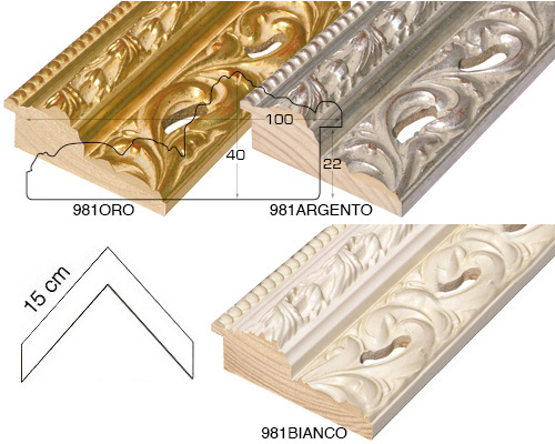 Série complète d'èchantillons à angle de la baguette 981 (3 pièces)