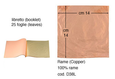 Feuille imitation or cuivré cm 14x14 - 20 carnets de 25 f. - D38V