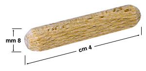 Tampons en bois, long. cm 4, diam. mm 8 - Par 60