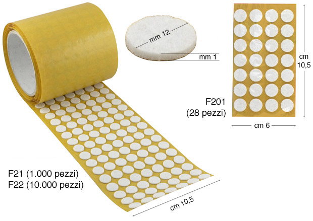 Patins feutrés autoadhésifs - Rouleau de 1000 pcs.