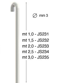 Tringle verticale blanche en acier, diam. 3 mm - 1,5 m