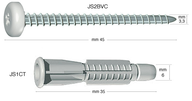 Vis tête ronde, blanches, pour JS2/JS3 - Par 200 pcès