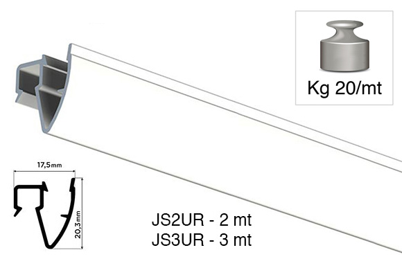 Rail aluminium blanc Up Rail de 2 mt