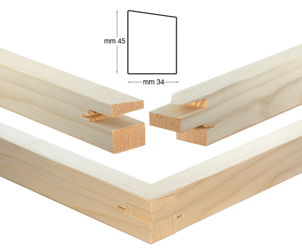 Listels en sapin pour châssis mm 34x45 - Longueur cm 90