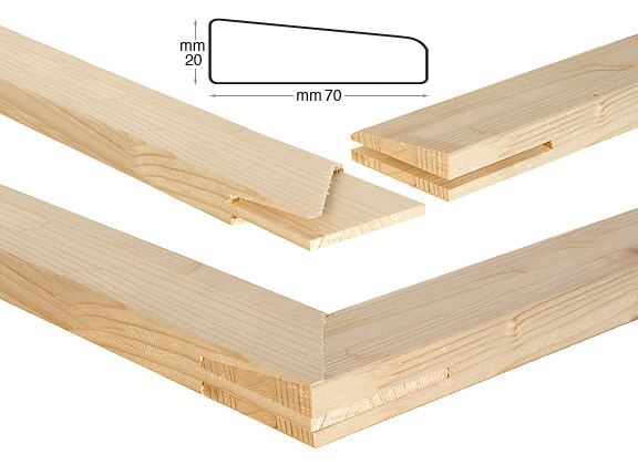 Listels en bois pour châssis mm 70x20 - Longueur 110 cm