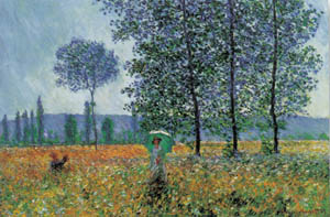 Poster sur chassis: Monet: Felder im fruhling 120x90cm