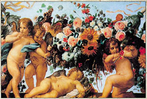 Poster sur chassis: Maratta: Putti e Ghirlande 140x100