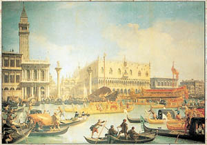 Poster sur chassis: Canaletto: Il Bucintoro 128x88 cm