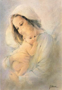Gravure: Blanc: Maternité - 25x35 cm