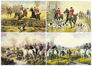 Série de 4 gravures: Scènes de chasse - 50x35 cm