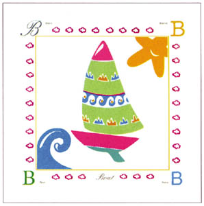 Estampe: Série Baby Alphabet: Barque - cm 30x30