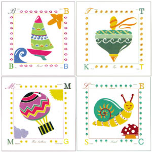 Série de 4 gravures: Baby Alphabet - cm 30x30