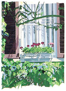 Gravure: Doi: Balcone con Fiori - 35x50 cm
