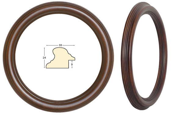 Cadre rond noyer antique diamètre 30 cm
