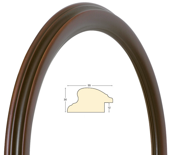Cadre rond noyer antique diamètre 40 cm