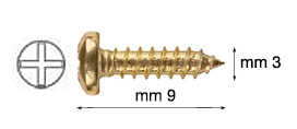 Vis a bois - fer laitonné mm 3x9 - Par 1.000 pcs