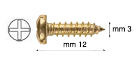 Vis a bois - fer laitonné mm 3x12 - Par 1.000 pcs