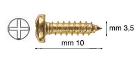 Vis a bois - fer laitonné mm 3,5x10 - Par 1.000 pcs