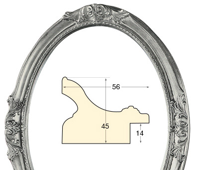 Cadre ovale decoré argenté 30x40 cm